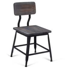 Massello Black Industrial Style Metal Chair With Wood Back