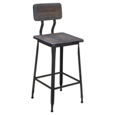 Massello Industrial Bar Stool with Wood Back