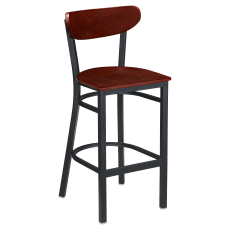 Curvy Metal Bar Stool with Wood Back