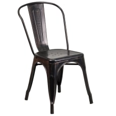 Bistro Style Metal Chair in Antique Black and Gold