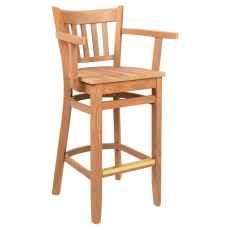 Premium US Made Vertical Slat Wood Bar Stool With Arms