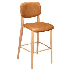 Enzo Wood Grain Metal Bar Stool with Padded Back