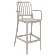 Miles Slat Back Outdoor Resin Bar Stool with Arms