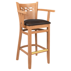 Premium US Made Leonardo Wood Bar Stool With Arms