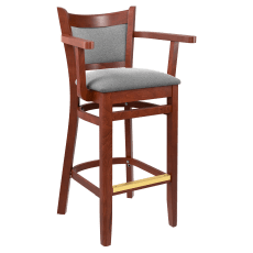Premium Padded Back Wood Bar Stool with Arms 