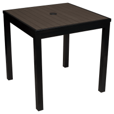 Aluminum Outdoor Table in Black Finish and Dark Walnut Faux Teak