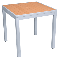 Aluminum Outdoor Table in Gray Finish and Faux Teak