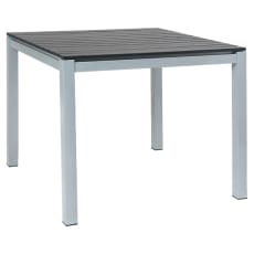 Grey Aluminum Table With Black Faux Teak Slats