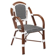 Patio Armchair in Walnut Finish With Black & White Rattan