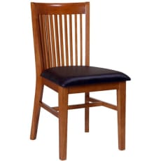 Elongated Back Vertical Slat Wood Chair