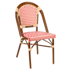 Aluminum Bamboo Patio Chair With Red & Cream Rattan