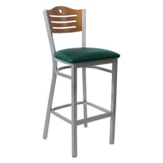 Silver Metal Bar Stool with Circle & 3 Slats in Back