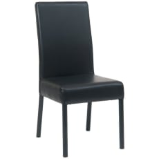 Black Metal Parsons Chair with Black Vinyl Upholstery