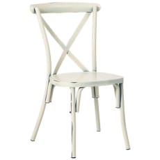 Stackable Metal X-Back Chair in White Finish