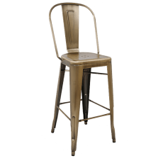 Bistro Style Metal Bar Stool in Brass Finish