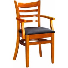 Premium US Made Ladder Back Wood Chair with Arms
