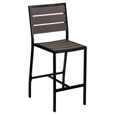 Black Aluminum Bar Stool with Dark Walnut Faux Teak