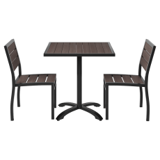 Black Aluminum & Dark Walnut Teak Patio Dining Set