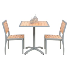 Set of 2 Grey Heavy Duty Aluminum Side Chairs with Table
