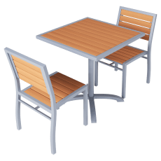 Set of Grey Heavy Duty Aluminum Side Chairs with Table