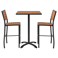 Black Aluminum & Faux Teak Bar Height Patio Set