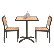 Set of 2 Black Heavy Duty Aluminum Patio Chairs with Table