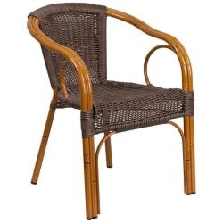Aluminum Bamboo Patio Chair with Dark Brown Rattan