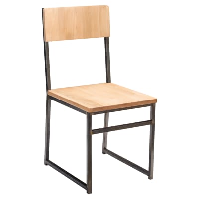 Industrial Chair with Rectangular Wood Back