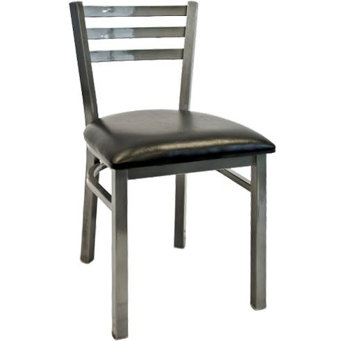 Light Silver Metal Ladder Back Chair with 3 Slats