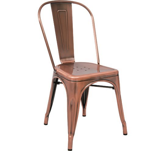 Bistro Style Metal Chair in Copper Finish