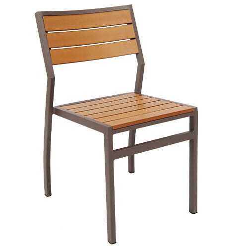 Modern Aluminum Patio Chair With Faux Teak - Is Aluminum Or Teak Better For Outdoor Furniture