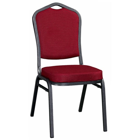 Metal Stack Chair - Silver Vein Frame with Dark Red Fabric