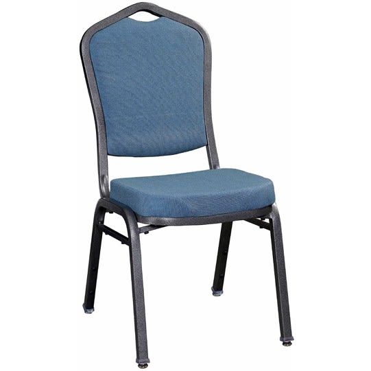 Premium Metal Stack Chair - Silver Vein Frame with Blue 2162 Fabric