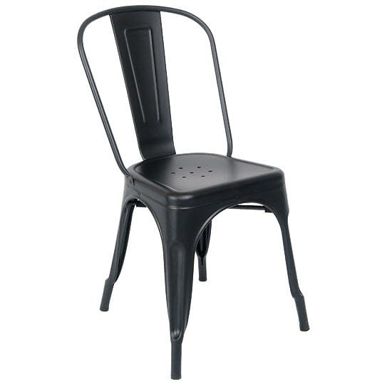 Bistro Style Metal Chair in Black Finish