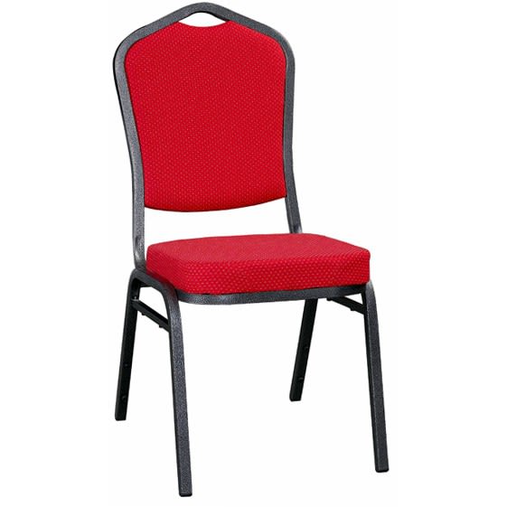 Metal Stack Chair - Silver Vein Frame with Red Fabric