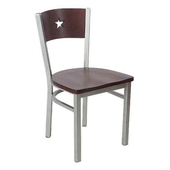 Grey Finish Interchangeable Back Metal Chair with a Star in the Back
