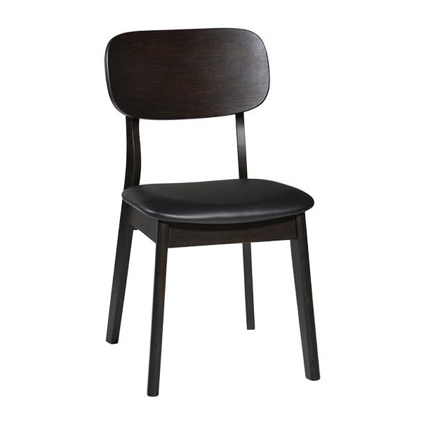 Dark Walnut Wood Chair with Black Vinyl Seat