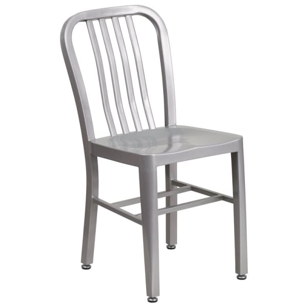 Indoor-Outdoor Metal Chair in Silver Finish
