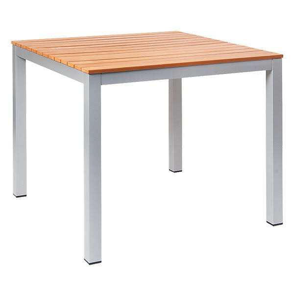 Aluminum Patio Table In Silver Finish, Aluminum Outdoor Table