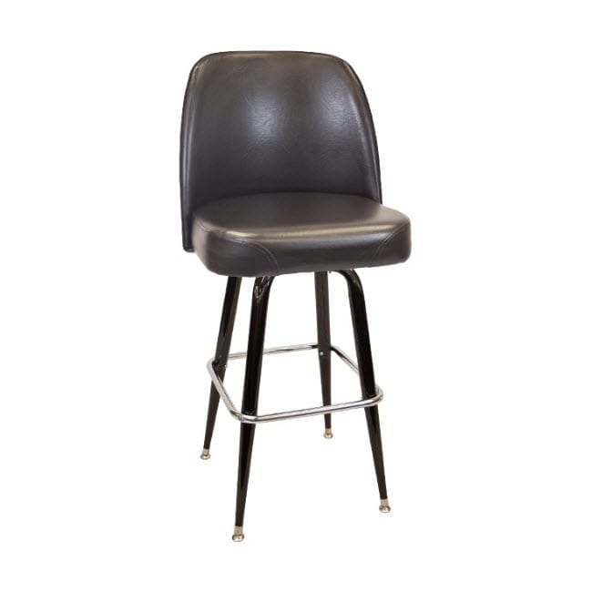 Swivel Bar Stool with Black Coated Frame & Extra Wide Bucket Seat