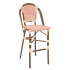 Aluminum Bamboo Patio Bar Stool with Red & Cream Rattan Thumbnail 1