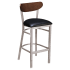 Curvy Bar Stool in Clear Coat with Wood Back Thumbnail 1