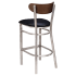 Curvy Bar Stool in Clear Coat with Wood Back Thumbnail 4