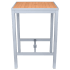 Aluminum Outdoor Bar Table in Gray Finish and Faux Teak Thumbnail 2