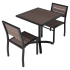 Black Aluminum & Dark Walnut Teak Patio Dining Set Thumbnail 2