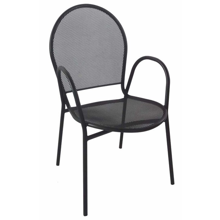 Nero Metal Patio Chair With Arms, Outdoor Metal Chairs With Arms