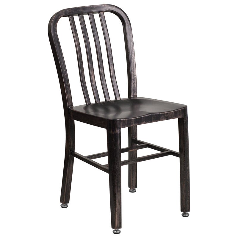 Indoor - Outdoor Metal Chair in Distressed Black Finish