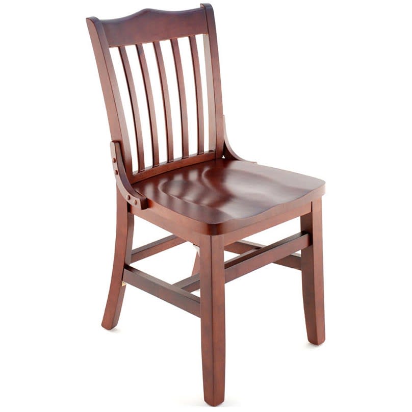Mahogany Finished School House Back Wooden Restaurant Chair 