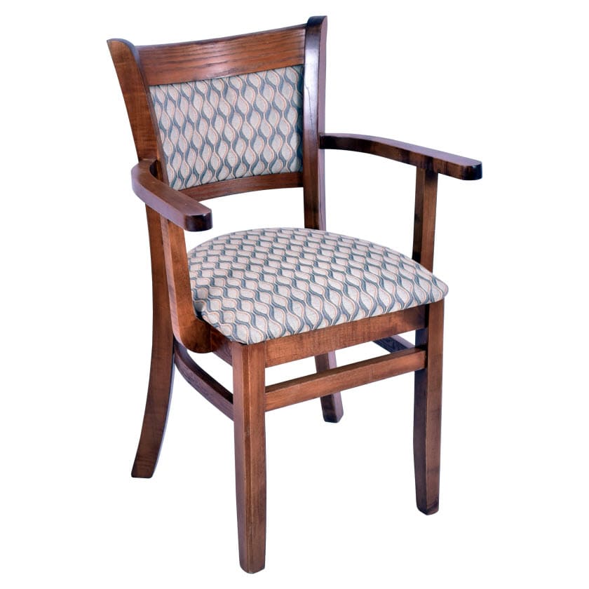 Premium Padded Back Wood Chair With Arms, Padded Dining Chairs With Arms