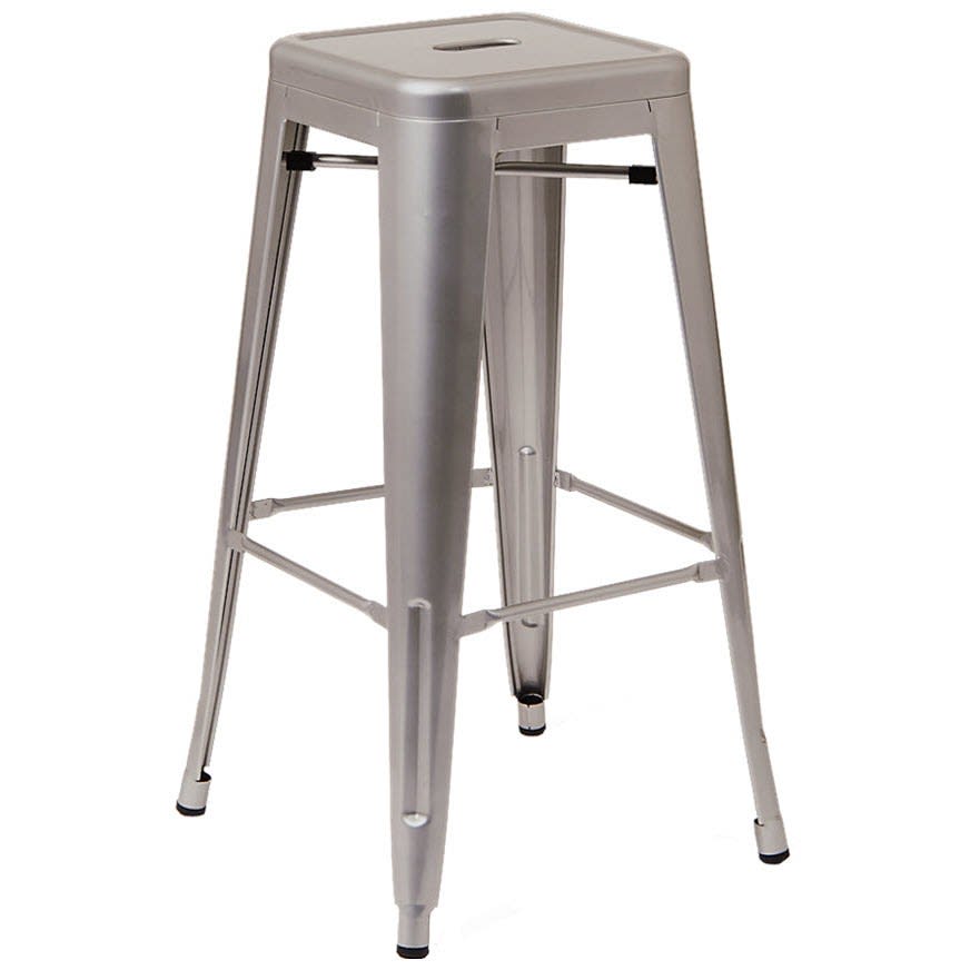 Bistro Style Metal Backless Bar Stool in Light Grey Finish